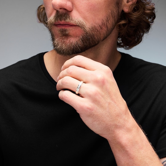 4.0mm Step-Edge Wedding Band in Sterling Silver