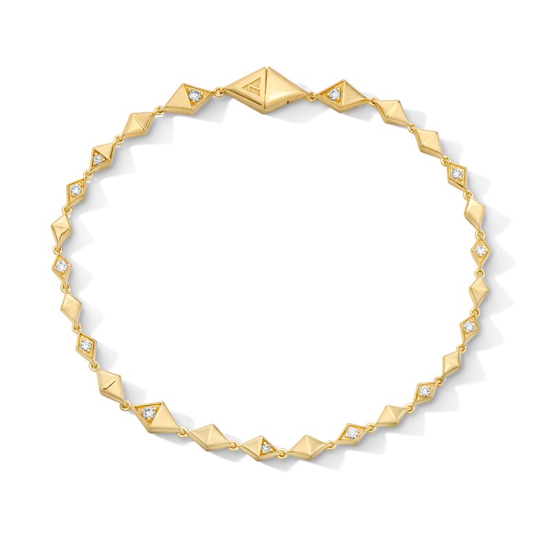 Main Image 1 of 1/5 CT. T.W. Lab-Grown Diamond Geometric Bracelet in Sterling Silver with 14K Gold Plate (F/VS2) - 7.0″