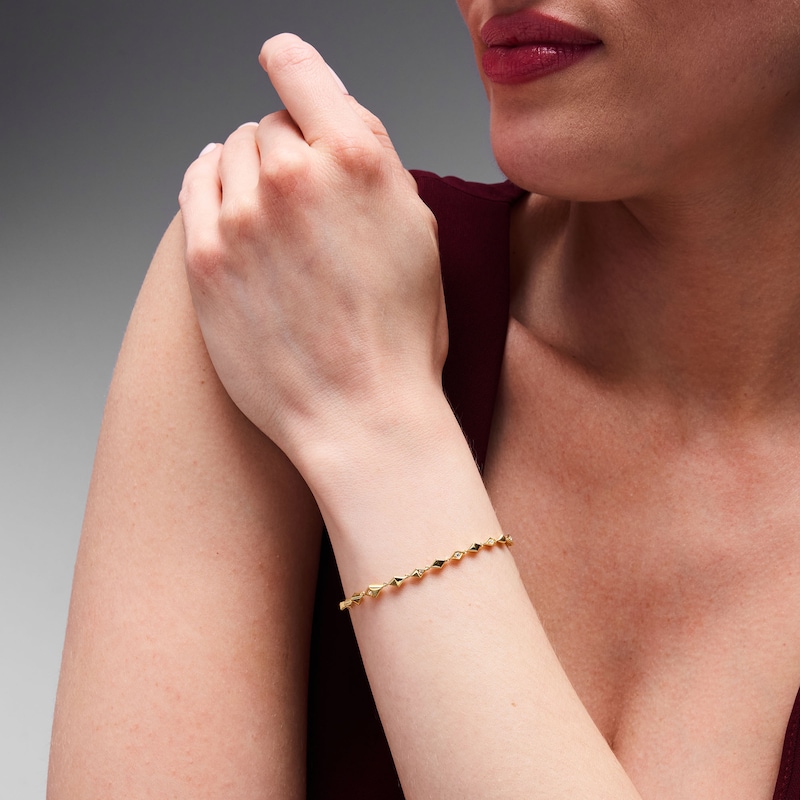 Main Image 2 of 1/5 CT. T.W. Lab-Grown Diamond Geometric Bracelet in Sterling Silver with 14K Gold Plate (F/VS2) - 7.0″