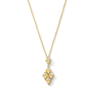 5/8 CT. T.W. Trillion-Cut Lab-Grown Diamond Geometric Necklace in Sterling Silver with 14K Gold Plate (F/VS2) - 18"