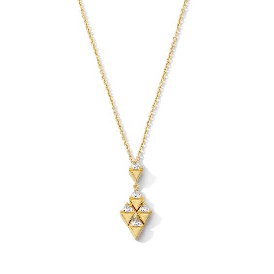 5/8 CT. T.w. Trillion-Cut Lab-Grown Diamond Geometric Necklace in Sterling Silver with 14K Gold Plate (F/Vs2) - 18"