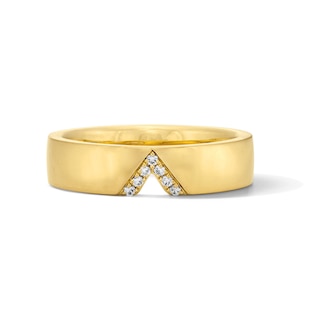 1/20 CT. T.W. Lab-Grown Diamond "V" Cutout Ring in Sterling Silver with 14K Gold Plate (F/VS2)