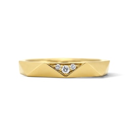 1/20 CT. T.W. Lab-Grown Diamond Triangle Ring in Sterling Silver with 14K Gold Plate (F/VS2)