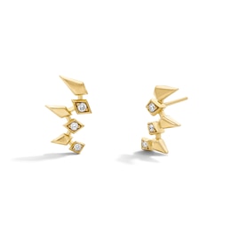 1/10 CT. T.W. Lab-Grown Diamond Geometric Stud Earrings in Sterling Silver with 14K Gold Plate (F/VS2)