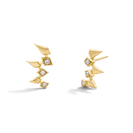 1/10 CT. T.w. Lab-Grown Diamond Geometric Stud Earrings in Sterling Silver with 14K Gold Plate (F/Vs2)