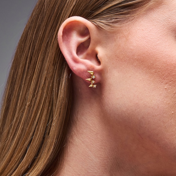 1/10 CT. T.w. Lab-Grown Diamond Geometric Stud Earrings in Sterling Silver with 14K Gold Plate (F/Vs2)