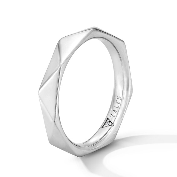 Lab-Grown Diamond Accent Angled Ring in Sterling Silver (F/Vs2)