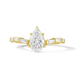 1-1/3 CT.T.W. Step-Cut Pear-Shaped Certified Lab-Grown Diamond Engagement Ring in 14K Gold (F/VS2)