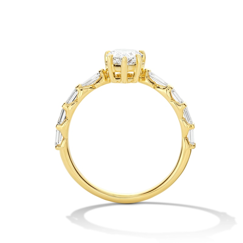 Main Image 3 of 1-1/3 CT.T.W. Step-Cut Pear-Shaped Certified Lab-Grown Diamond Engagement Ring in 14K Gold (F/VS2)