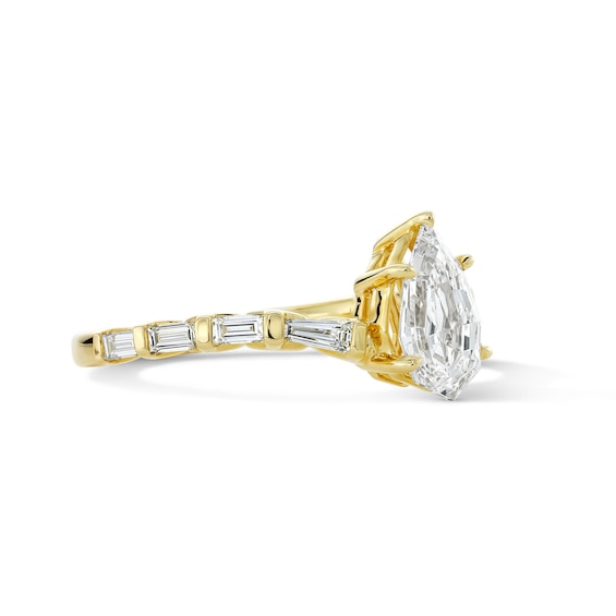 1-1/3 Ct.t.w. Step-Cut Pear-Shaped Certified Lab-Grown Diamond Engagement Ring in 14K Gold (F/Vs2)