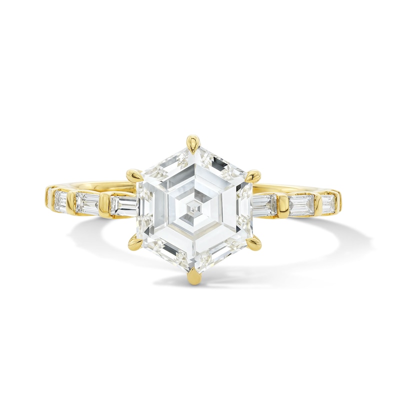 Main Image 1 of 2-1/4 CT. T.W. Hexagon-Cut Certified Lab-Grown Diamond Engagement Ring in 14K Gold (F/VS2)