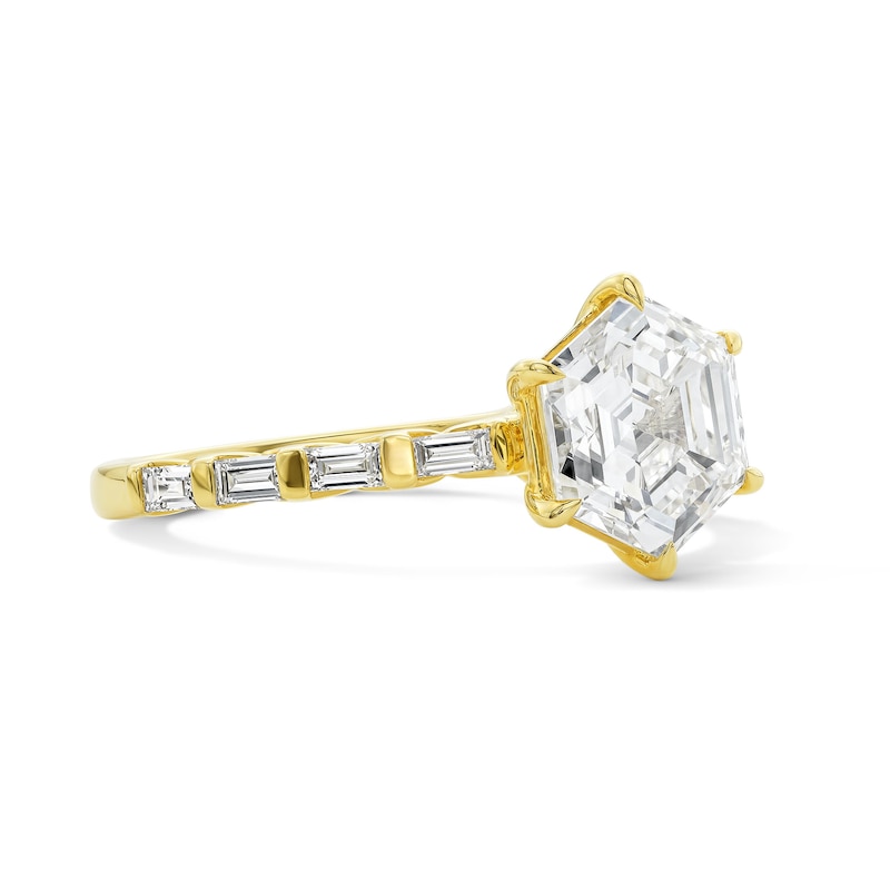 Main Image 4 of 2-1/4 CT. T.W. Hexagon-Cut Certified Lab-Grown Diamond Engagement Ring in 14K Gold (F/VS2)