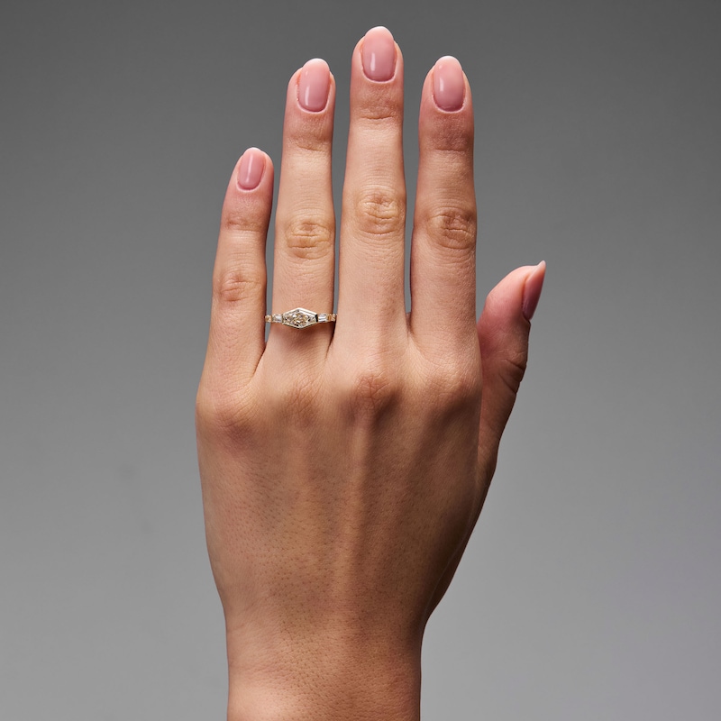 Main Image 2 of 1-3/8 CT. T.W. Elongated Hexagon-Cut Certified Lab-Grown Diamond Engagement Ring in 14K Gold (F/VS2)