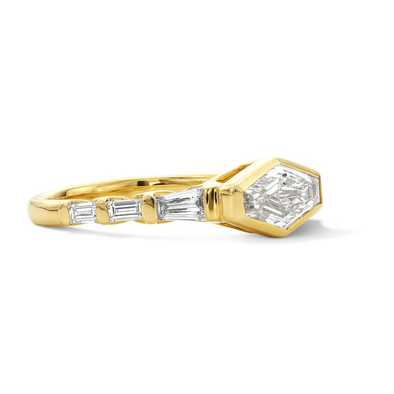 Main Image 4 of 1-3/8 CT. T.W. Elongated Hexagon-Cut Certified Lab-Grown Diamond Engagement Ring in 14K Gold (F/VS2)