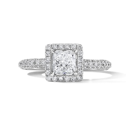 Grand Firework 1-1/2 CT. T.W. Princess-Cut Certified Lab-Grown Diamond Frame Engagement Ring in 14K White Gold (F/VS2)