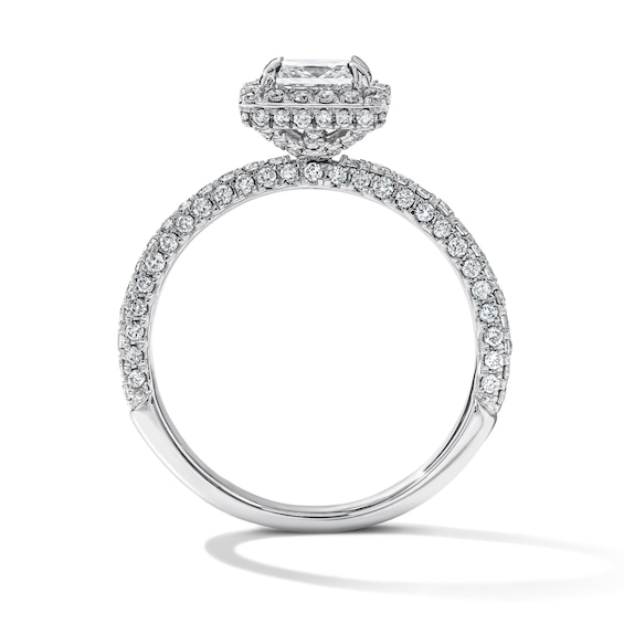Grand Firework 1-1/2 CT. T.w. Princess-Cut Certified Lab-Grown Diamond Frame Engagement Ring in 14K White Gold (F/Vs2)