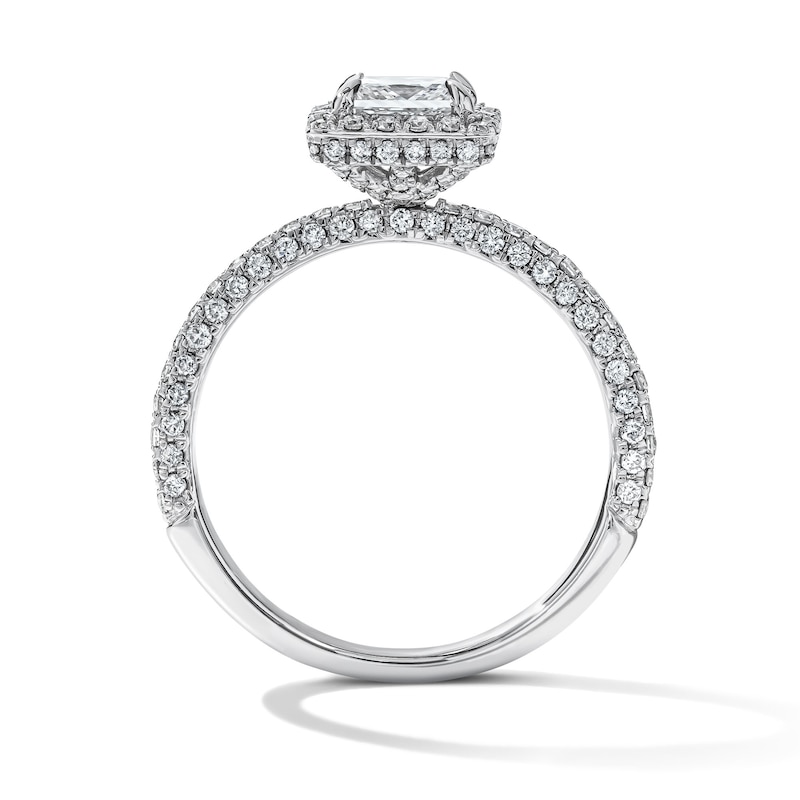 Main Image 3 of Grand Firework 1-1/2 CT. T.W. Princess-Cut Certified Lab-Grown Diamond Frame Engagement Ring in 14K White Gold (F/VS2)