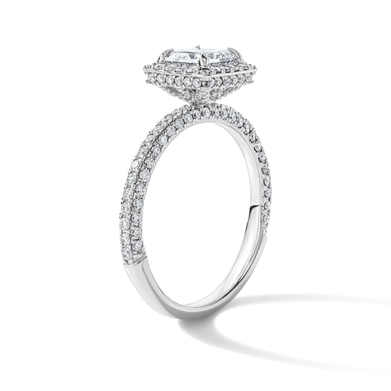 Grand Firework 1-1/2 CT. T.w. Princess-Cut Certified Lab-Grown Diamond Frame Engagement Ring in 14K White Gold (F/Vs2)