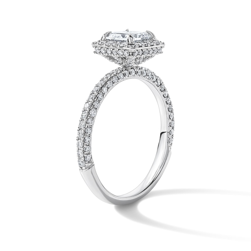 Main Image 5 of Grand Firework 1-1/2 CT. T.W. Princess-Cut Certified Lab-Grown Diamond Frame Engagement Ring in 14K White Gold (F/VS2)