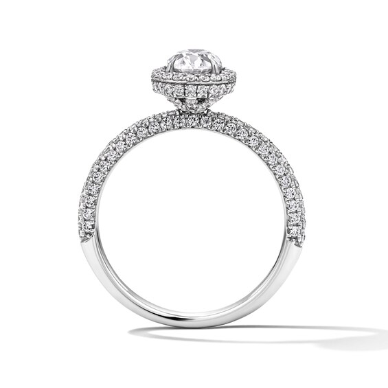 Grand Firework 1-1/2 CT. T.w. Oval Certified Lab-Grown Diamond Frame Engagement Ring in 14K White Gold (F/Vs2)