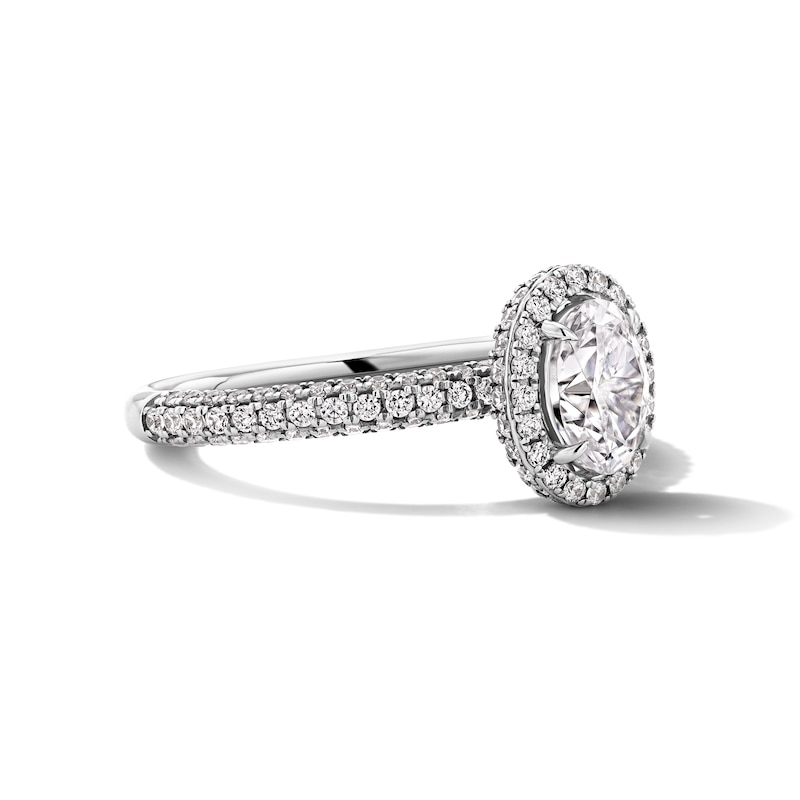 Main Image 4 of Grand Firework 1-1/2 CT. T.W. Oval Certified Lab-Grown Diamond Frame Engagement Ring in 14K White Gold (F/VS2)