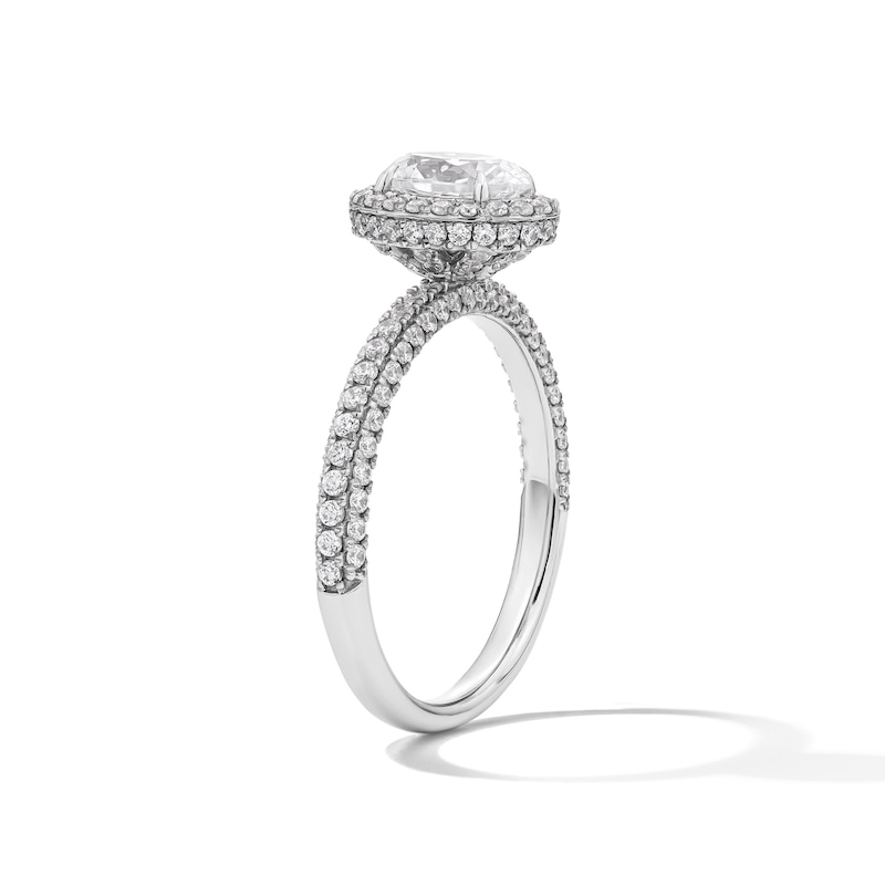 Main Image 5 of Grand Firework 1-1/2 CT. T.W. Oval Certified Lab-Grown Diamond Frame Engagement Ring in 14K White Gold (F/VS2)