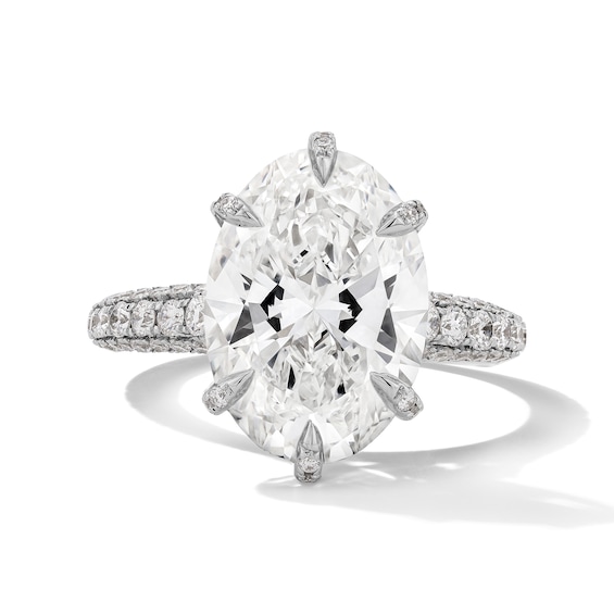 Grand Firework 6 CT. T.w. Oval Certified Lab-Grown Diamond Engagement Ring in 14K White Gold (F/Vs2)