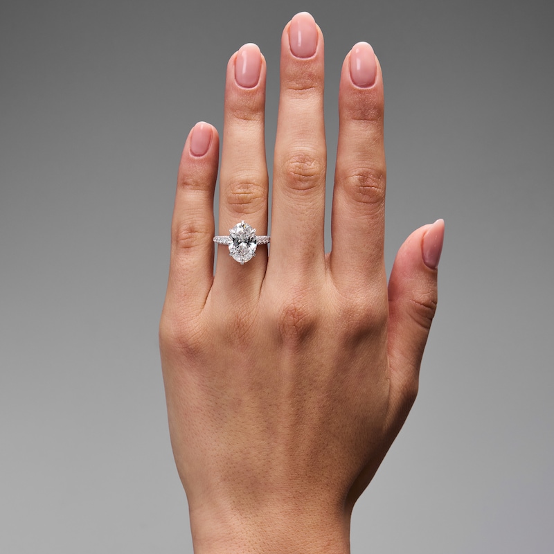 Main Image 2 of Grand Firework 6 CT. T.W. Oval Certified Lab-Grown Diamond Engagement Ring in 14K White Gold (F/VS2)