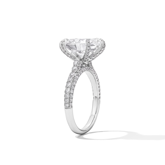 Grand Firework 6 CT. T.w. Oval Certified Lab-Grown Diamond Engagement Ring in 14K White Gold (F/Vs2)