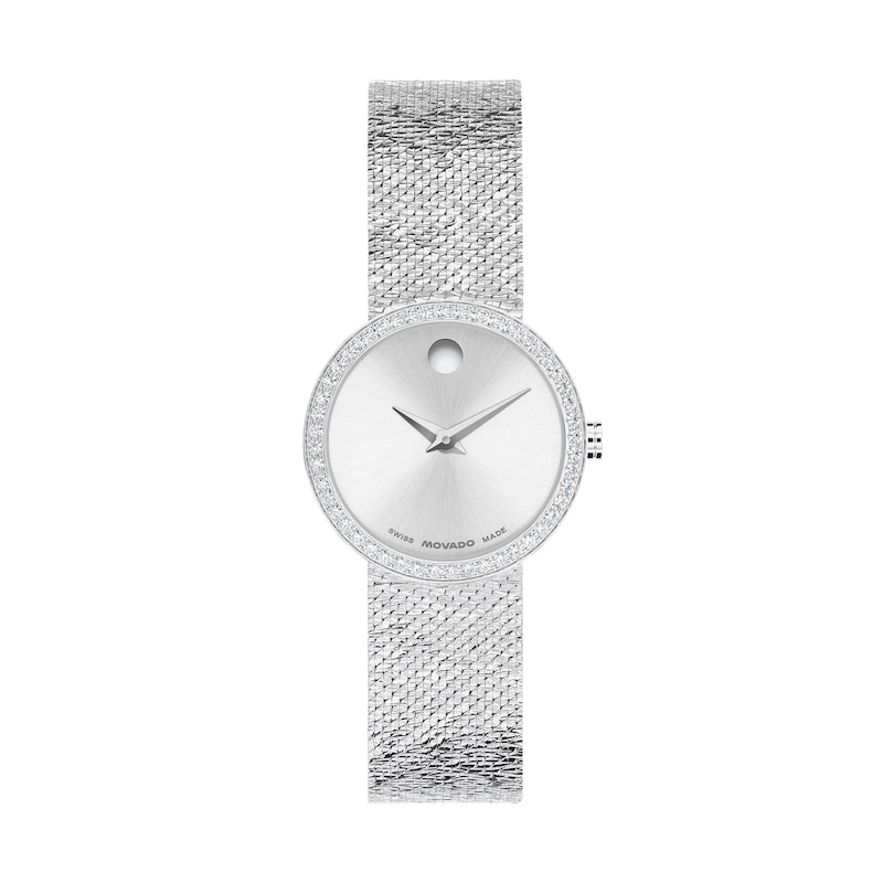 Main Image 1 of Ladies' Movado Museum Velura Stainless Steel Watch with Lab-Grown Diamond Bezel (Model: 0607933)