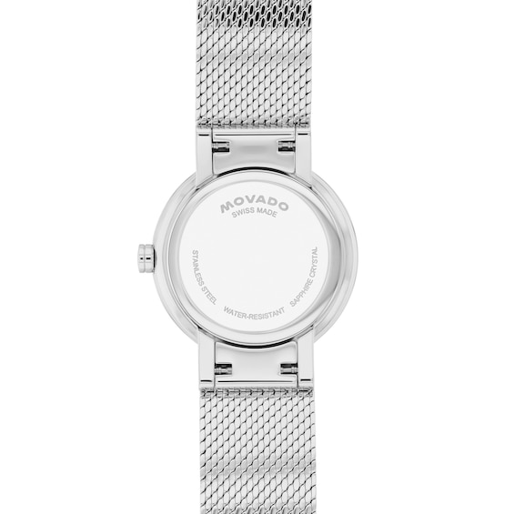 Ladies' Movado Museum Velura Stainless Steel Watch with Lab-Grown Diamond Bezel (Model: 0607933)