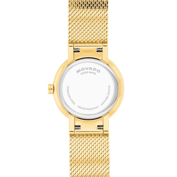 Ladies' Movado Gold-Tone PVD Stainless Steel Watch with Lab-Grown Diamond Bezel (Model: 0607934)