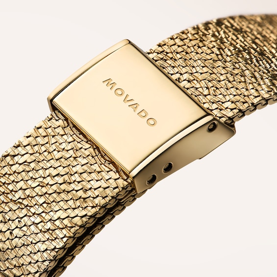 Ladies' Movado Gold-Tone PVD Stainless Steel Watch with Lab-Grown Diamond Bezel (Model: 0607934)