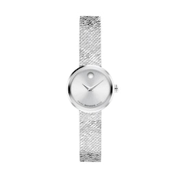 Ladies' Movado Museum Velura Mini Stainless Steel Watch with Silver-Tone Dial (Model: 0607855)