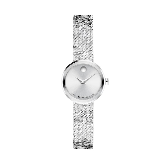 Ladies' Movado Museum Velura Mini Stainless Steel Watch with Silver-Tone Dial (Model: 0607855)