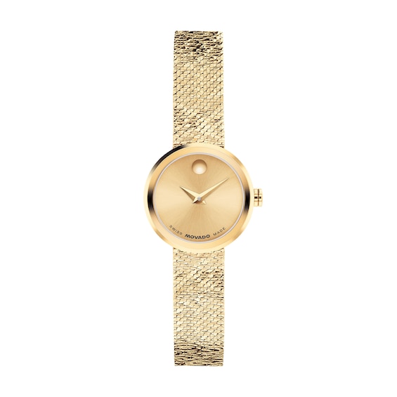 Ladies' Movado Museum Velura Mini Gold-Tone PVD Stainless Steel Watch with Gold-Tone Dial (Model: 0607864)