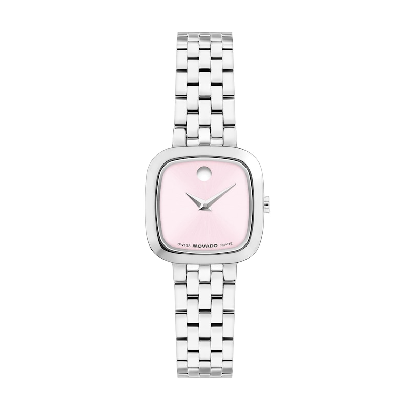 Main Image 1 of Ladies' Movado Museum Mini Cushion Stainless Steel Watch with Pink Dial (Model: 0608092)