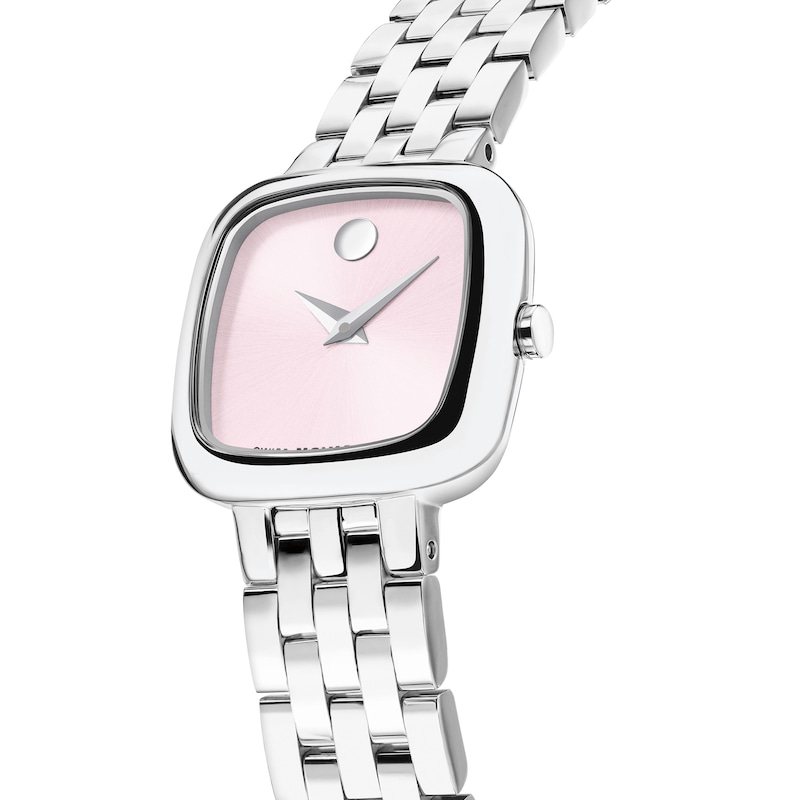 Main Image 2 of Ladies' Movado Museum Mini Cushion Stainless Steel Watch with Pink Dial (Model: 0608092)