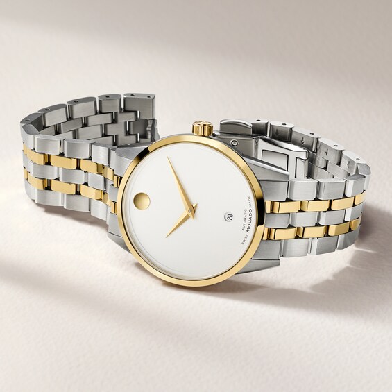 Men's Movado Museum Classic Two-Tone PVD Stainless Steel Automatic Watch with White Dial (Model: 0608129)