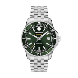 Men's Movado Series 800 Stainless Steel Watch with Green Dial (Model: 2600198)