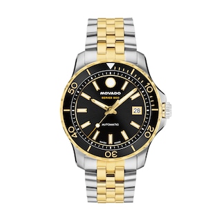 Men's Movado Series 800 Gold-Tone PVD and Stainless Steel Watch with Black Dial (Model: 2600199)