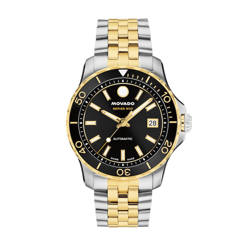 Main Image 1 of Men's Movado Series 800 Gold-Tone PVD and Stainless Steel Watch with Black Dial (Model: 2600199)