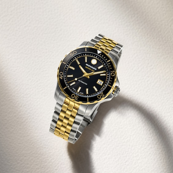 Men's Movado Series 800 Gold-Tone PVD and Stainless Steel Watch with Black Dial (Model: 2600199)