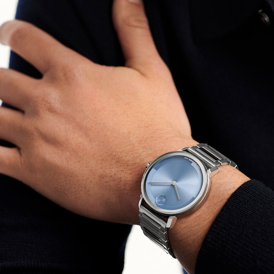 Men's Movado Bold Evolution 2.0 Gray IP Stainless Steel Watch with Blue Dial (Model: 3601422)