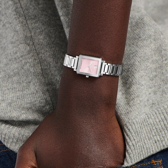 Ladies' Movado Bold® Evolution 2.0 Mini Stainless Steel Watch with Pink Dial (Model: 3601325)