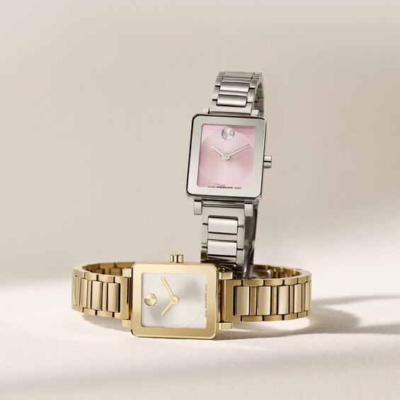 Ladies' Movado Bold® Evolution 2.0 Mini Stainless Steel Watch with Pink Dial (Model: 3601325)