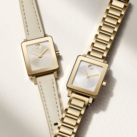 Ladies' Movado Bold® Evolution 2.0 Mini Gold-Tone IP Stainless Steel Watch with White Dial (Model: 3601328)
