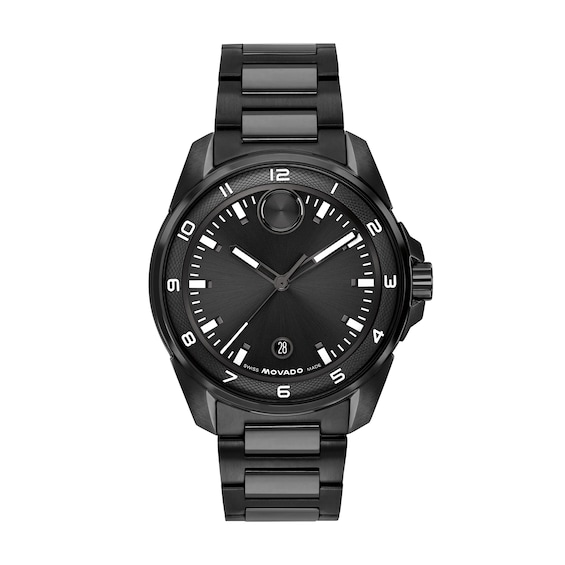 Men's Movado Bold® Verso S Black IP Stainless Steel Watch with Black Dial (Model: 3601285)