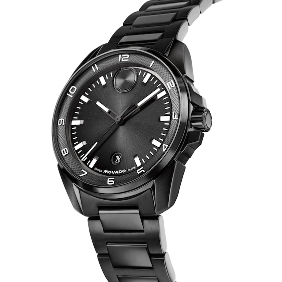 Men's Movado Bold® Verso S Black IP Stainless Steel Watch with Black Dial (Model: 3601285)