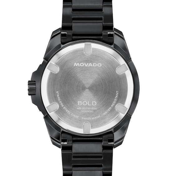 Men's Movado Bold® Verso S Black IP Stainless Steel Watch with Black Dial (Model: 3601285)
